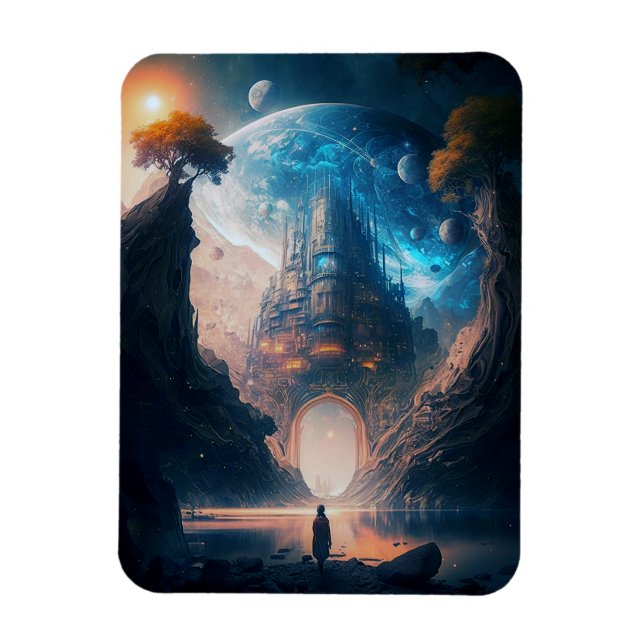 Fantasy Castle Landschaft Magnet (Vertikal)