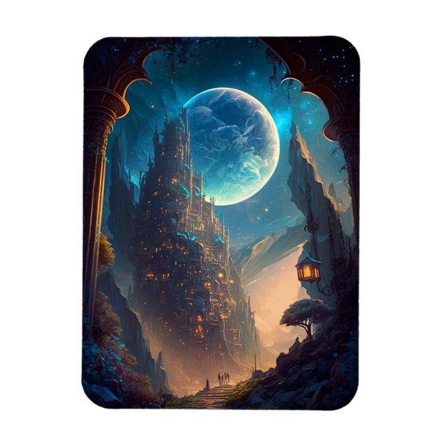 Fantasy Castle Landschaft Magnet (Vertikal)