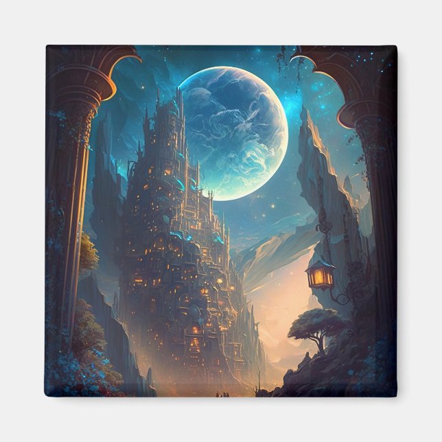 Fantasy Castle Landschaft Magnet (Vorne)