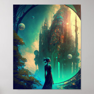 Fantasy Castle Landschaft Poster