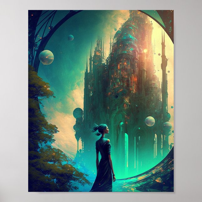 Fantasy Castle Landschaft Poster (Vorne)
