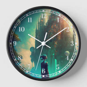 Fantasy Castle Landschaft Uhr