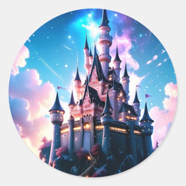 Fantasy Castle Runder Aufkleber (Vorderseite)