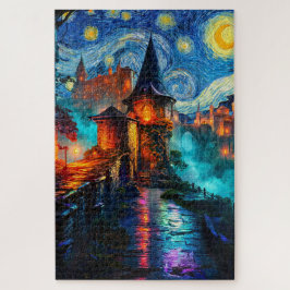 Fantasy Castle Starry Night Magical Painting Puzzle