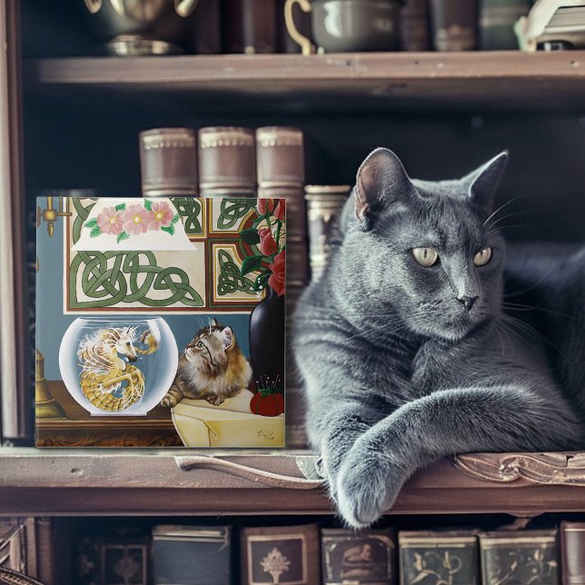 Fantasy Cat Sea Horse Fliese (Von Creator hochgeladen)