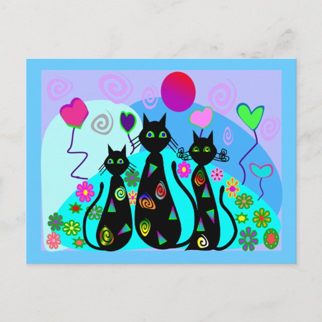 "Fantasy Cats of Summer" Postkarte (Vorderseite)