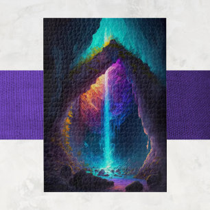 Fantasy Cave Waterfall AI generiert Puzzle