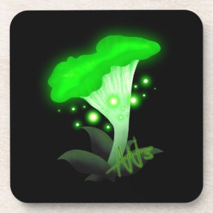 Fantasy Chanterelle Glows Green Mushroom Getränkeuntersetzer