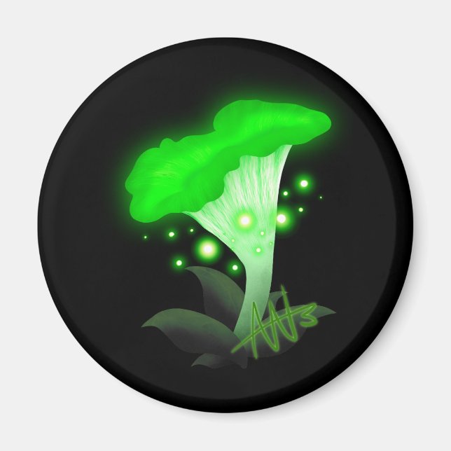 Fantasy Chanterelle Glows Green Mushroom Magnet (Vorne)