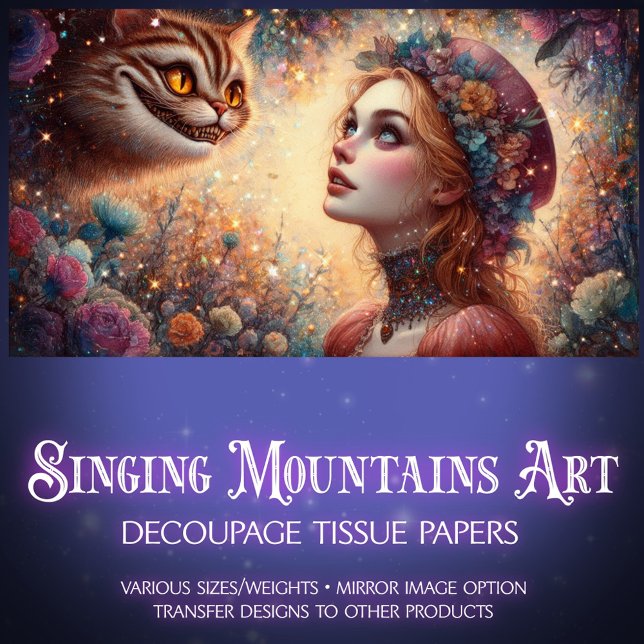 Fantasy Cheshire Katze und Alice Découpage Seidenpapier (Von Creator hochgeladen)