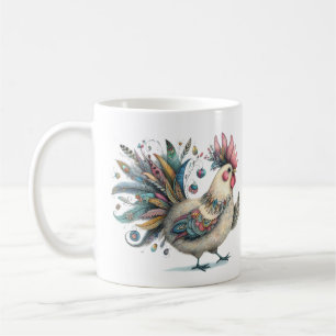 Fantasy Chicken or Rooster Folk Art Illustration Kaffeetasse