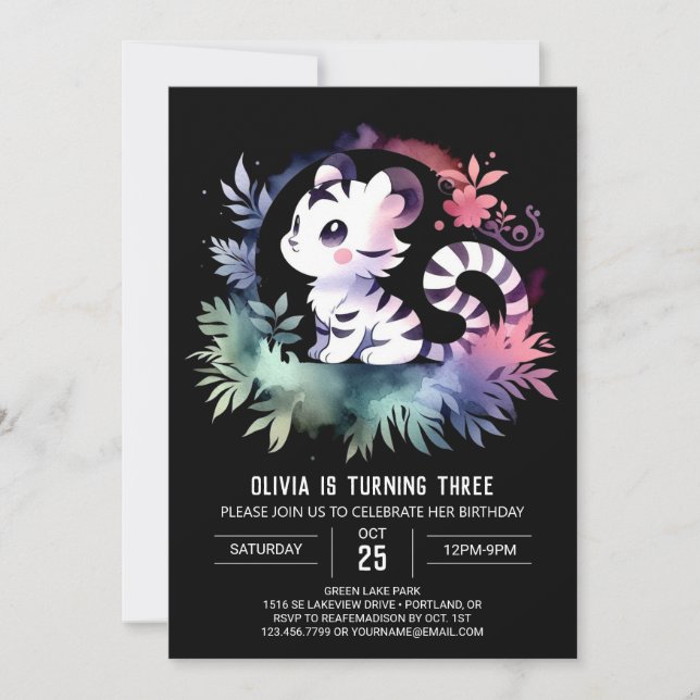 Fantasy Children Tiger Geburtstag Einladung (Vorderseite)