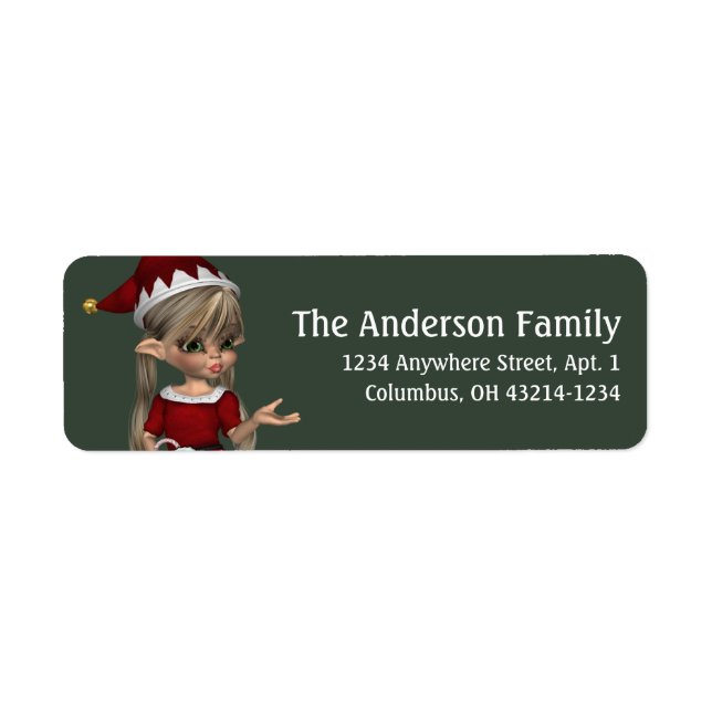 Fantasy Christmas Elf Address Label - blond (Vorne)