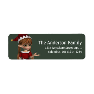 Fantasy Christmas Elf Address Label - Rotes Haar