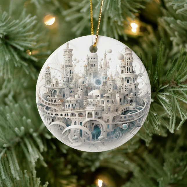 Fantasy City gesteinigt Glas Keramik Baum Dekorati Keramik Ornament (Baum)