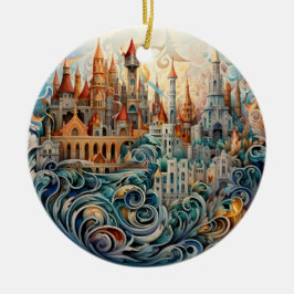 Fantasy City gesteinigt Glas Keramik Baum Dekorati Ornament