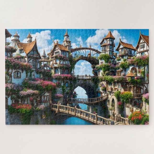 Fantasy City on Cliff Puzzle (Horizontal)