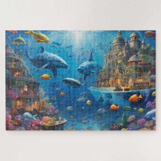 Fantasy City unter dem Meer harte Lösung Puzzle (Horizontal)