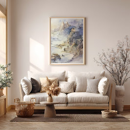 Fantasy Cliffside Festung mit Blick aufs Meer Poster