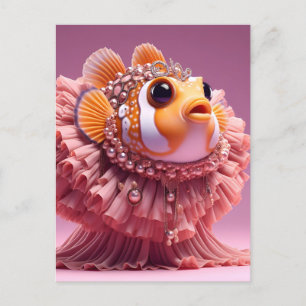 Fantasy Clownfish in einem Kleid Postkarte