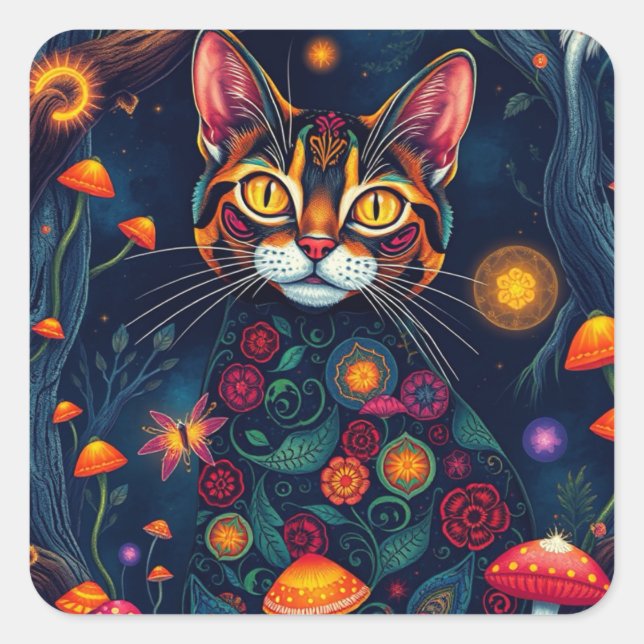 Fantasy Colorful Cat Stickers (Vorderseite)