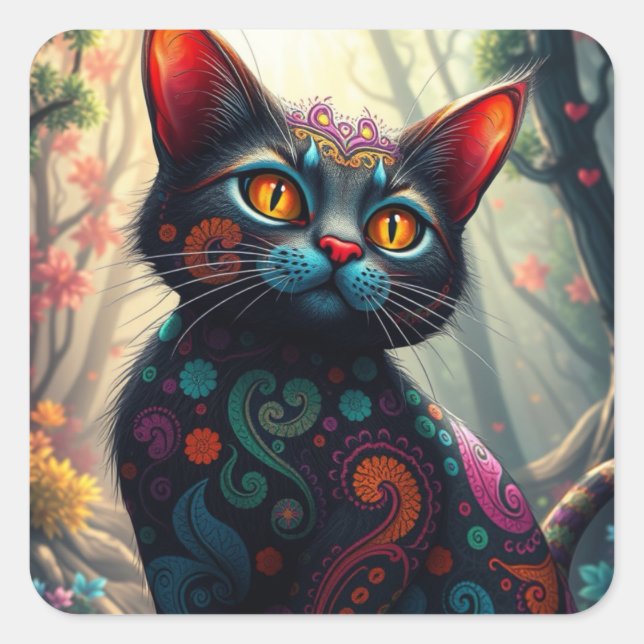 Fantasy Colorful Cat Stickers (Vorderseite)
