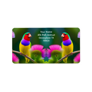 Fantasy Colorful Gouldian Finish Adressaufkleber