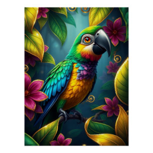 Fantasy Colorful Parrot Poster