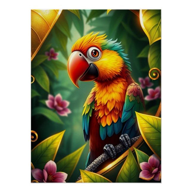 Fantasy Colorful Parrot Poster (Vorderseite)