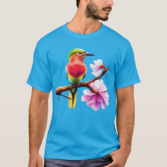 Fantasy Colorful Roller Bird Cherry Blossom T-Shirt (Vorderseite)