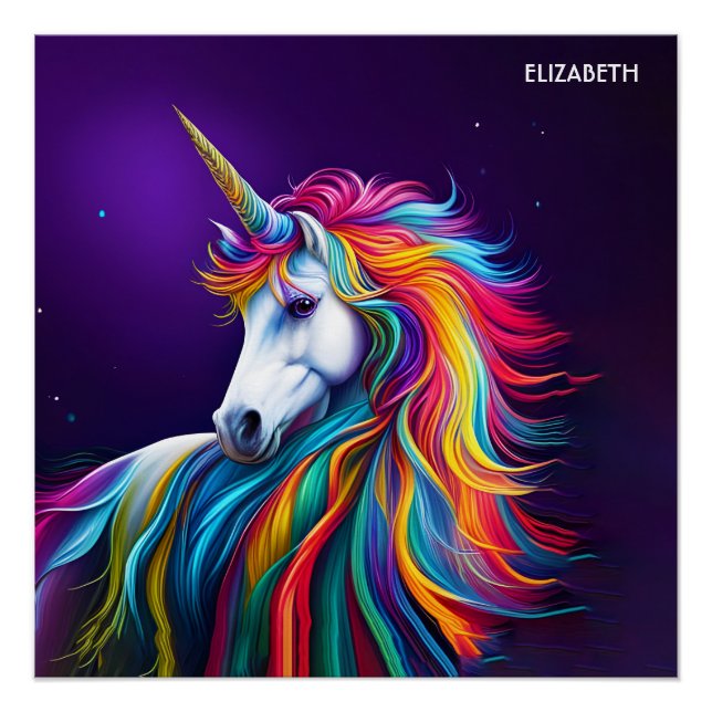 Fantasy Colorful Unicorn Art Deco Poster (Vorderseite)