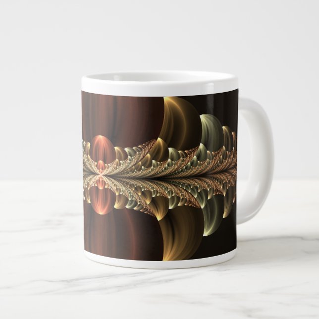 Fantasy Construction Shiny Abstrakt Fraktal Art Jumbo-Tasse (Vorderseite Rechts)
