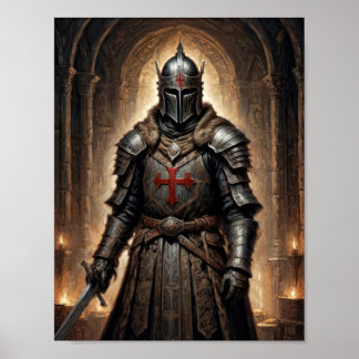 Fantasy Crusade Warrior in geheimer Krypta Poster