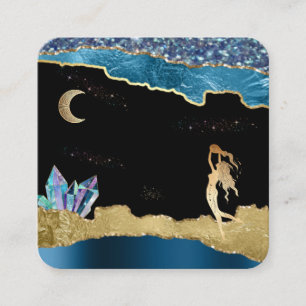 *~* Fantasy Crystal Goddess Celestial Gold Glitzer Quadratische Visitenkarte