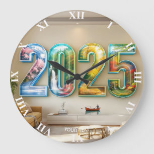 Fantasy Cute 2025 Vier Zahlen Große Wanduhr