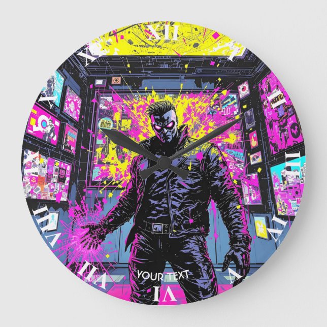 Fantasy Cute Glitch In Gallery Große Wanduhr (Vorderseite)