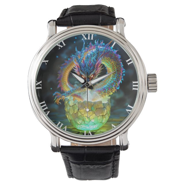 Fantasy Cute Green Dragon Egg Armbanduhr (Vorderseite)
