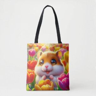 Fantasy Cute Happy Hamster Tulips
