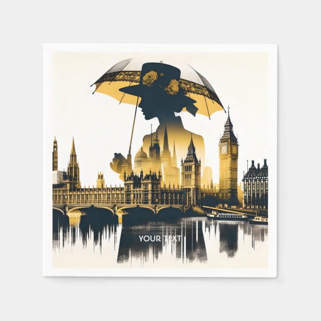 Fantasy Cute Lady Old London Serviette (Vorderseite)