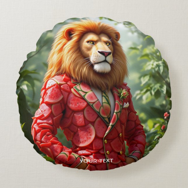Fantasy Cute Lion Watermelon Suit Rundes Kissen (Vorderseite)