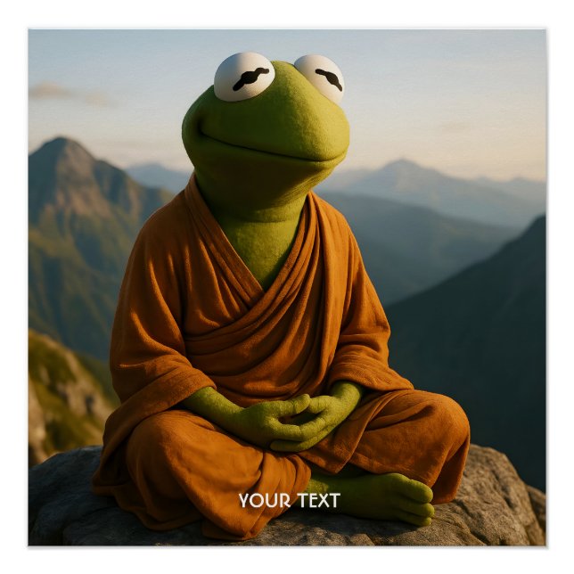 Fantasy Cute Monk Frog Mountains Poster (Vorderseite)