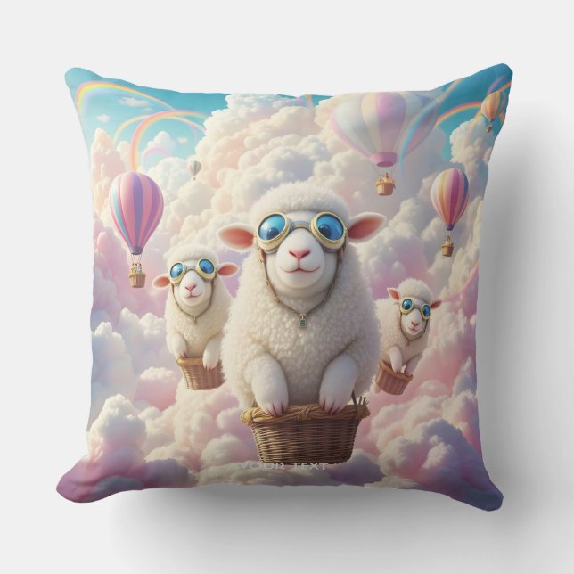 Fantasy Cute Pastel Family Sheep Kissen (Vorderseite)