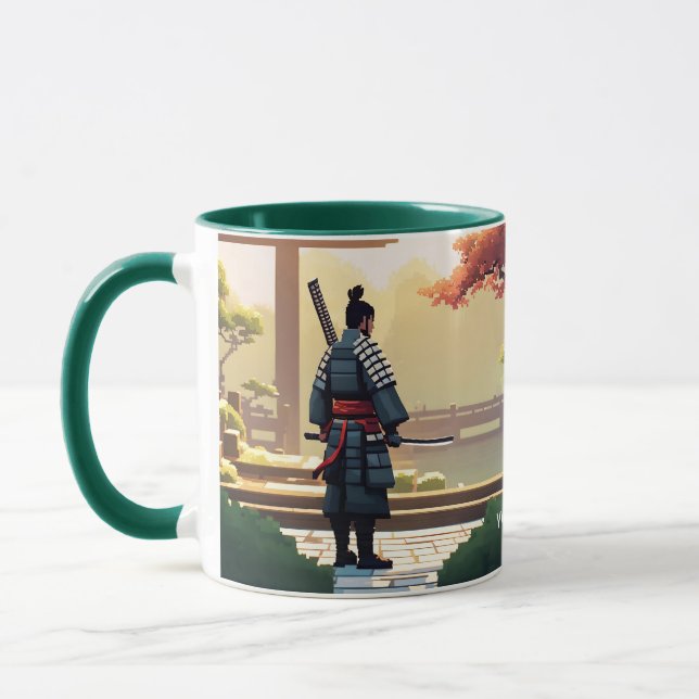 Fantasy Cute Pixel Art Samurai Tasse (Links)