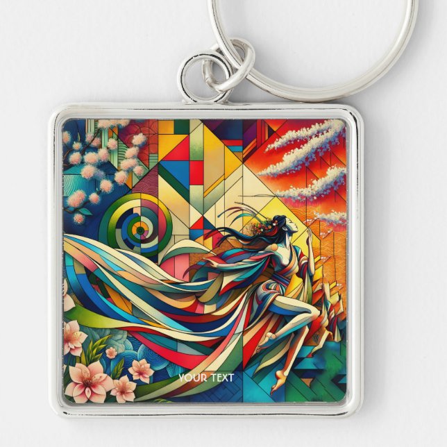 Fantasy Cute Sakura Modern Girl Schlüsselanhänger (Vorne)