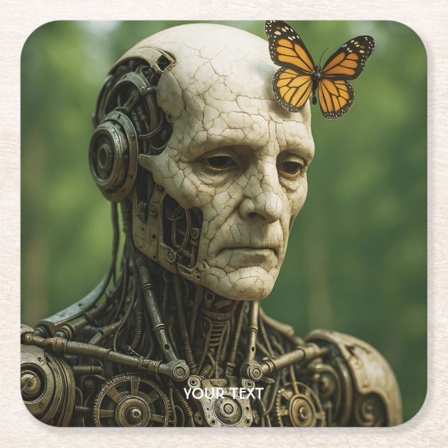 Fantasy Cute Surrealism Butterfly Face Rechteckiger Pappuntersetzer (Vorderseite)