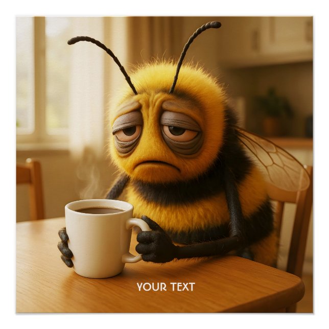 Fantasy Cute Very Tired Bee Poster (Vorderseite)