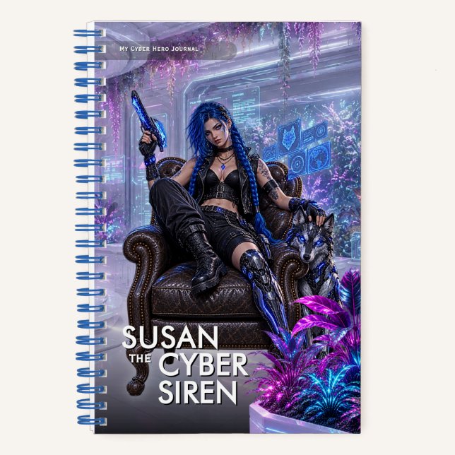 Fantasy Cyber Sirenen Abenteuer Notizbuch (Vorderseite)
