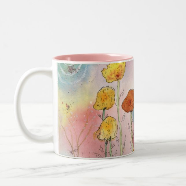 Fantasy Dandela Watercolor Design Coffee Tasse (Links)