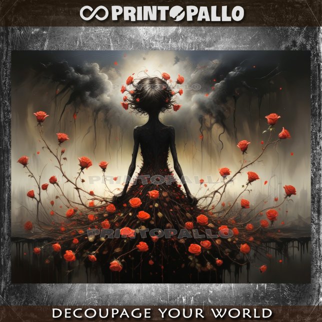 Fantasy Dark Lady of Roses Seidenpapier (Von Creator hochgeladen)