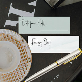 Fantasy Date Green Wash Brautparty Game Card Mini Visitenkarte